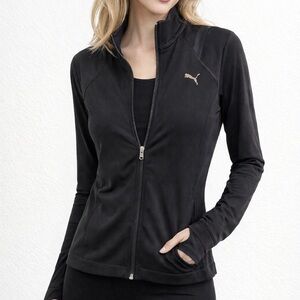 Puma Black Zip Up Athletic Jacket Women’s Small Workout Running Track Jacket